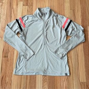 PINK Victoria's Secret Gray Long Sleeve Top with Pink and Black Stripes